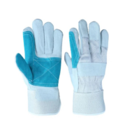 RuggedPro Double Palm Leather Work Gloves – Reinforced Cowhide Safety Gloves with Protective Cuff